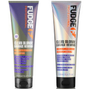 Fudge Professional Clean Blonde Damage Rewind Violet-Toning Shampoo and Conditioner Bundle 250ml