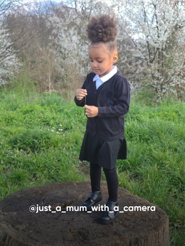 girl standing on a tree - Visit Kickers Kids Instagram